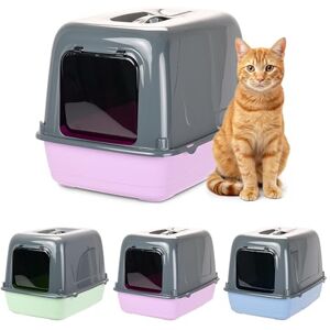 Ferplast Closed Cat Litter Tray, Cat Litter Box, 2 Anti-odor Activated Carbon Filters Included, Darkened Swing Door, 36 x 47 xh 35 cm, CLEAR CAT 10 Litter Tray, Mixed colors Ferplast Closed Cat Litter Tray, Cat Litter Box, 2 Anti-odor Activated Carbon Filters Included, Darkened Swing Door, 36 x 47 xh 35 cm, CLEAR CAT 10 Litter Tray, Mixed colors