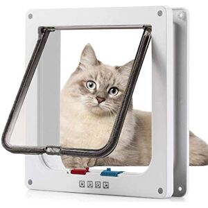 Sailnovo Cat Flap 4 Way Magnetic Closure for Cats, Large Dogs 24.5 x 28.5 x 5.5 cm Dog/Cat Door/Pet Flap, Easy to Install with Telescopic Frame, white Sailnovo Cat Flap 4 Way Magnetic Closure for Cats, Large Dogs 24.5 x 28.5 x 5.5 cm Dog/Cat Door/Pet Flap, Easy to Install with Telescopic Frame, white