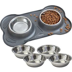 KaraLuna Silicone Bowl Mat with Stainless Steel Feeding Bowl - Food & Water KaraLuna Silicone Bowl Mat with Stainless Steel Feeding Bowl - Food & Water