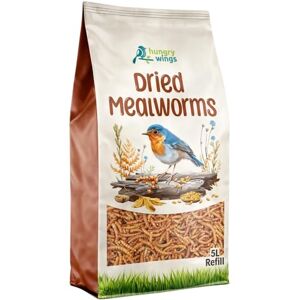 Hungry Wings Premium Wild Bird Food 5L Refill, (5L Bag, Dried Mealworms) Hungry Wings Premium Wild Bird Food 5L Refill, (5L Bag, Dried Mealworms)
