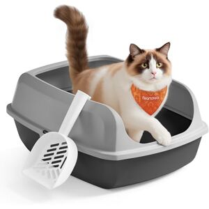 Feandrea High Sided Cat Litter Tray, XL Open Top Litter Box with Scoop, for Kittens, Large Cats, Slate Grey PPT009GN01 Feandrea High Sided Cat Litter Tray, XL Open Top Litter Box with Scoop, for Kittens, Large Cats, Slate Grey PPT009GN01