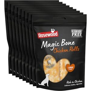 Rosewood Magic Bone Chicken Rolls for Dogs Chicken Flavour Dog Treats, Rawhide Free, Large Sized Dog Chews for Medium and Large Dogs, 2pc (Case of 9 x 120g) Rosewood Magic Bone Chicken Rolls for Dogs Chicken Flavour Dog Treats, Rawhide Free, Large Sized Dog Chews for Medium and Large Dogs, 2pc (Case of 9 x 120g)