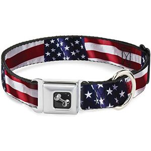 Buckle-Down Seatbelt Buckle Dog Collar American Flag Vivid CLOSE-UP 1" Wide Fits 11-17" Neck Medium Buckle-Down Seatbelt Buckle Dog Collar American Flag Vivid CLOSE-UP 1" Wide Fits 11-17" Neck Medium