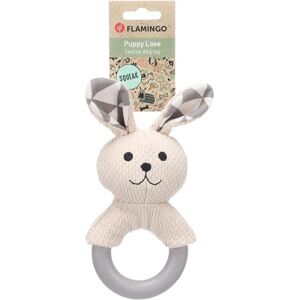 Flamingo TOY PUPPY RABBO RABBIT WITH RING WHITE 10x6,5x21,2CM Flamingo TOY PUPPY RABBO RABBIT WITH RING WHITE 10x6,5x21,2CM