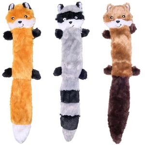 ZippyPaws - Skinny Peltz No Stuffing Squeaky Plush Dog Toy, Fox, Raccoon, and Squirrel - Large ZippyPaws - Skinny Peltz No Stuffing Squeaky Plush Dog Toy, Fox, Raccoon, and Squirrel - Large