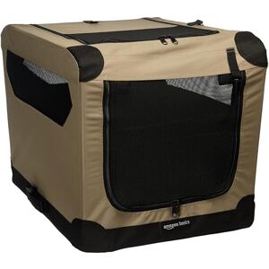 Amazon Basics 2-Doors Portable Soft-Sided Folding Travel Crate Kennel for cat, dog, and other small animals, Tan, S 66 cm x 46 cm x 46 cm Amazon Basics 2-Doors Portable Soft-Sided Folding Travel Crate Kennel for cat, dog, and other small animals, Tan, S 66 cm x 46 cm x 46 cm