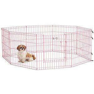 MidWest Homes for Pets Folding Metal Dog Exercise Pen and Pet Playpen with Door, Includes Grounding Stakes and Provides 1.5 Meters of Play Space, 61 cm Tall, Pink, 524DRPK MidWest Homes for Pets Folding Metal Dog Exercise Pen and Pet Playpen with Door, Includes Grounding Stakes and Provides 1.5 Meters of Play Space, 61 cm Tall, Pink, 524DRPK