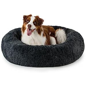 lionto Donut bed for dogs and cats, fluffy round dog bed for small and large pets, Ø 100 cm, soft cat bed made of cuddly plush, dog cushion with extra thick filling, dark grey lionto Donut bed for dogs and cats, fluffy round dog bed for small and large pets, Ø 100 cm, soft cat bed made of cuddly plush, dog cushion with extra thick filling, dark grey