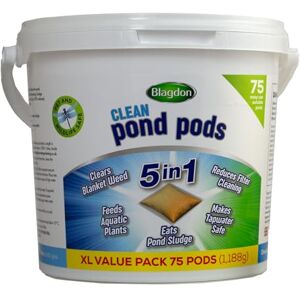 Blagdon Clean Pond Pods, Clears Blanket Weed, Reduces Filter Cleaning, Feeds Aquatic Plants, Eats Pond Sludge, Removes Chlorine, Makes Tap Water Safe, Pet & Wildlife Safe (pack of 75 pods) Blagdon Clean Pond Pods, Clears Blanket Weed, Reduces Filter Cleaning, Feeds Aquatic Plants, Eats Pond Sludge, Removes Chlorine, Makes Tap Water Safe, Pet & Wildlife Safe (pack of 75 pods)