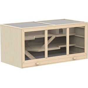 PawHut Wooden Large Hamster Cage Syrian Hamster Mouse Rats Mice Rodent Small Animals Hutch Exercise Play House Pen 115L x 57W x 55H(cm) PawHut Wooden Large Hamster Cage Syrian Hamster Mouse Rats Mice Rodent Small Animals Hutch Exercise Play House Pen 115L x 57W x 55H(cm)