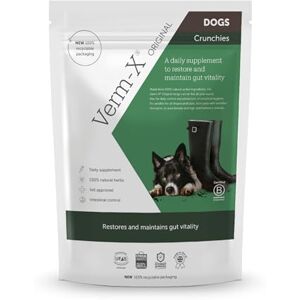 Verm-X All Natural Dog Treat Supplement, Original Crunchies for Dogs, Supports Intestinal Hygiene & Gut Vitality, Wormwood Free Recipe and Vet Approved 100 g Suitable for all Dogs Verm-X All Natural Dog Treat Supplement, Original Crunchies for Dogs, Supports Intestinal Hygiene & Gut Vitality, Wormwood Free Recipe and Vet Approved 100 g Suitable for all Dogs