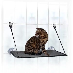 K&H Pet Products EZ Mount Window Kitty Sill Single Level, with Suction Cup Mounting System, Holds Over 22kg, 30.48cm x 58.42cm, Grey K&H Pet Products EZ Mount Window Kitty Sill Single Level, with Suction Cup Mounting System, Holds Over 22kg, 30.48cm x 58.42cm, Grey