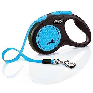Flexi ® Neon S 5 m retractable tape leash for dogs up to 15 kg Black / neon blue retractable dog lead Weight: 210 g Dimensions: 10 x 16.5 cm Flexi ® Neon S 5 m retractable tape leash for dogs up to 15 kg Black / neon blue retractable dog lead Weight: 210 g Dimensions: 10 x 16.5 cm