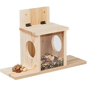 Relaxdays Squirrel Feeder, Wooden, 2 Entrances & Standing Platform, Feeding Station, Nut & Seed Dispenser, Natural, Wood, 24 x 35 x 13 cm Relaxdays Squirrel Feeder, Wooden, 2 Entrances & Standing Platform, Feeding Station, Nut & Seed Dispenser, Natural, Wood, 24 x 35 x 13 cm