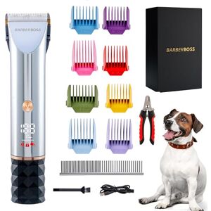 BARBERBOSS Pet Grooming Kit, Professional Dog Clippers for Thick Hair, Cat Clippers for Matted Fur, Cordless, Silver, Unisex, Pet Owners BARBERBOSS Pet Grooming Kit, Professional Dog Clippers for Thick Hair, Cat Clippers for Matted Fur, Cordless, Silver, Unisex, Pet Owners