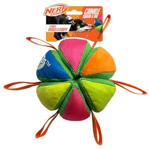 Our Pet Village Nerf Dog Plush Wedge Ball with Straps, 5.9-Inch Squeak and Crunch Interactive Dog Toy, Multicolor Our Pet Village Nerf Dog Plush Wedge Ball with Straps, 5.9-Inch Squeak and Crunch Interactive Dog Toy, Multicolor