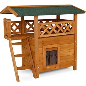 lionto Dibea Lodge Cat House (Wood, 77 x 50 x 73 cm) with Terrace and Stairs lionto Dibea Lodge Cat House (Wood, 77 x 50 x 73 cm) with Terrace and Stairs