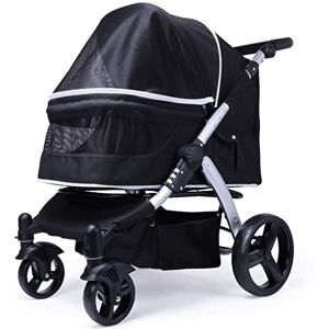Rsfil Double Dog Stroller Pet Four-Wheeled Trolley Cats Dogs Carts Shockproof Durable Stroller Adjustable Direction One-Click