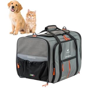 Ferplast Dog Carrier VOYAGER, Cat Carrier, Pet Carrier, Adjustable Handles and Shoulder Strap, Safety Belt, Double Side Opening, with Cushion, Max 15 Kg, 50x35x37h cm, Grey Ferplast Dog Carrier VOYAGER, Cat Carrier, Pet Carrier, Adjustable Handles and Shoulder Strap, Safety Belt, Double Side Opening, with Cushion, Max 15 Kg, 50x35x37h cm, Grey