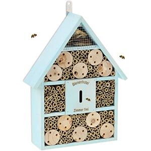 Relaxdays Insect Hotel, Nesting Aid for Wild Bees, HWD: 38x29x9 cm, Honeybees for Garden & Balcony, Blue, Wood, 38x29x9cm Relaxdays Insect Hotel, Nesting Aid for Wild Bees, HWD: 38x29x9 cm, Honeybees for Garden & Balcony, Blue, Wood, 38x29x9cm