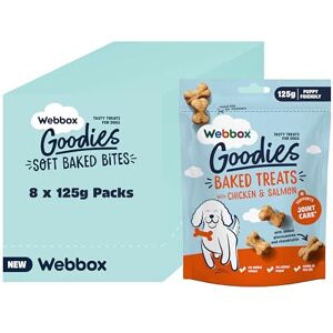 Webbox Goodies Baked Dog Treats, Chicken with Salmon Supports Healthy Joints with Glucosamine & Chondrotin, Puppy-Friendly, Made in the UK (8 x 125g Packs) Webbox Goodies Baked Dog Treats, Chicken with Salmon Supports Healthy Joints with Glucosamine & Chondrotin, Puppy-Friendly, Made in the UK (8 x 125g Packs)