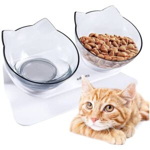Edipets , Cat Bowl, with Stand Tilted, 15º, Raised, Double Plastic Bowl, Anti Vomiting, White and Translucent, Anti Slip, Feeding and Watering Bowls Edipets , Cat Bowl, with Stand Tilted, 15º, Raised, Double Plastic Bowl, Anti Vomiting, White and Translucent, Anti Slip, Feeding and Watering Bowls