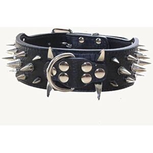 haoyueer Sharp Spiked Studded Dog Collar 2 Inch Width Stylish Leather Dog Collars for Medium & Large Dogs Pitbull,Labrador,Boxer Rottweiler German Shepherd … (M, Black) haoyueer Sharp Spiked Studded Dog Collar 2 Inch Width Stylish Leather Dog Collars for Medium & Large Dogs Pitbull,Labrador,Boxer Rottweiler German Shepherd … (M, Black)