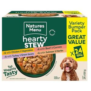 Natures Menu Hearty Stews Chunks in Gravy Wet Food Pouches for Adult Dogs: Jumbo Pack Multiflavour 24 x 100g Natures Menu Hearty Stews Chunks in Gravy Wet Food Pouches for Adult Dogs: Jumbo Pack Multiflavour 24 x 100g