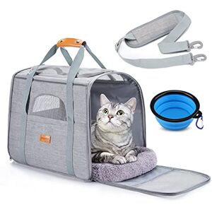 morpilot Cat Carrier Airline Approved, Top Opening Portable Dog Bag with Breathable Mesh/Removable Mat, Adjustable Shoulder Strap & Bowl, Foldable Travel Cage, M, Light Grey (Max 7kg) morpilot Cat Carrier Airline Approved, Top Opening Portable Dog Bag with Breathable Mesh/Removable Mat, Adjustable Shoulder Strap & Bowl, Foldable Travel Cage, M, Light Grey (Max 7kg)