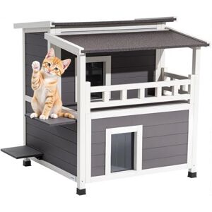 VEVOR Insulated Cat House, 2-Story Wooden Cat Shelter, Foam Insulation, Feral Kitty Shelter with Balcony, Waterproof Cats Condos for Indoor & Outdoor 1-3 Cats in Winter 33 x 29.5 x 32 in VEVOR Insulated Cat House, 2-Story Wooden Cat Shelter, Foam Insulation, Feral Kitty Shelter with Balcony, Waterproof Cats Condos for Indoor & Outdoor 1-3 Cats in Winter 33 x 29.5 x 32 in