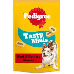 Pedigree TASTY MINIS Adult Dog Treats Beef & Poultry Chewy Slices 155g Pack of 8 Pedigree TASTY MINIS Adult Dog Treats Beef & Poultry Chewy Slices 155g Pack of 8