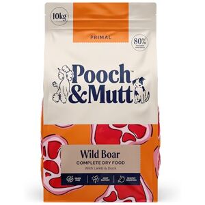 Pooch & Mutt Primal Complete Dry Dog Food, High Protein Grain Free (Regular Sized Kibble), Dog Food, Wild Boar Lamb and Duck, 10kg (packaging may vary) Pooch & Mutt Primal Complete Dry Dog Food, High Protein Grain Free (Regular Sized Kibble), Dog Food, Wild Boar Lamb and Duck, 10kg (packaging may vary)