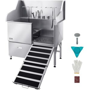 VEVOR Stainless Steel Dog Washing Station, 127 cm Pet Grooming Tub w/Ramp, Faucet & Showerhead & Leash Dog Bathtub for Large & Medium & Small Pets (Right Door) VEVOR Stainless Steel Dog Washing Station, 127 cm Pet Grooming Tub w/Ramp, Faucet & Showerhead & Leash Dog Bathtub for Large & Medium & Small Pets (Right Door)