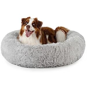 lionto Donut bed for dogs and cats, fluffy round dog bed for small and large pets, Ø 100 cm, soft cat bed made of cuddly plush, dog cushion with extra thick filling, light grey lionto Donut bed for dogs and cats, fluffy round dog bed for small and large pets, Ø 100 cm, soft cat bed made of cuddly plush, dog cushion with extra thick filling, light grey