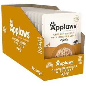 Applaws Natural Wet Adult Cat Food, Chicken with Chicken Liver in Jelly, 70g Pouch (Pack of 16 Pouches) Applaws Natural Wet Adult Cat Food, Chicken with Chicken Liver in Jelly, 70g Pouch (Pack of 16 Pouches)