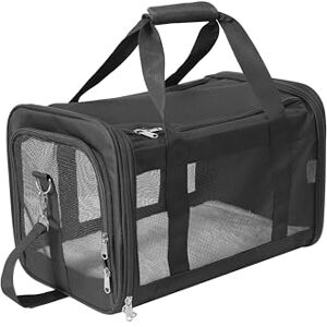 REQUISITE NEEDS Pet Carrier, Soft-Sided Foldable Travel Bag, Airline Approved, Large Size for Cats and Dogs up to 17 lbs, Black, with Shoulder Strap and Removable Mat REQUISITE NEEDS Pet Carrier, Soft-Sided Foldable Travel Bag, Airline Approved, Large Size for Cats and Dogs up to 17 lbs, Black, with Shoulder Strap and Removable Mat