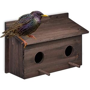 Relaxdays Nesting Box for Starlings, Natural Fir Wood, 2 Entrances Ø5 cm, Perch, Bird House to Hang, 22x35x18cm, Brown Relaxdays Nesting Box for Starlings, Natural Fir Wood, 2 Entrances Ø5 cm, Perch, Bird House to Hang, 22x35x18cm, Brown
