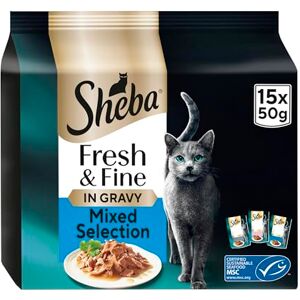 Sheba Cat Wet Food Fresh and Fine Cat Pouches Fish in Gravy 3 x 15 x 50 g Sheba Cat Wet Food Fresh and Fine Cat Pouches Fish in Gravy 3 x 15 x 50 g