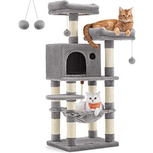 Feandrea Cat Tree, 112 cm Cat Tower for Indoor Cats, Multi-Level Plush Cat Condo with 11 Scratching Posts, Perches, Cave, Hammock, Pompoms, Light Grey PCT215W01 Feandrea Cat Tree, 112 cm Cat Tower for Indoor Cats, Multi-Level Plush Cat Condo with 11 Scratching Posts, Perches, Cave, Hammock, Pompoms, Light Grey PCT215W01
