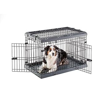 Ferplast Dog Crate Dog Cage Folding Cage for Medium Dogs, Chew Resistant Plastic Base Metal Cage, Divider and Wheels included, Double lock, 3 Doors, M, 92 x 59 x h 63 cm. Ferplast Dog Crate Dog Cage Folding Cage for Medium Dogs, Chew Resistant Plastic Base Metal Cage, Divider and Wheels included, Double lock, 3 Doors, M, 92 x 59 x h 63 cm.