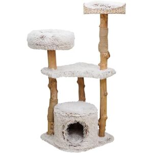 Dehner Lieblinge Woody Cat Scratching Post Robust Climbing Tree for Cats Approx. 49 x 124 x 49 cm Plush/Chipboard/Jute/Wood, Beige/White Dehner Lieblinge Woody Cat Scratching Post Robust Climbing Tree for Cats Approx. 49 x 124 x 49 cm Plush/Chipboard/Jute/Wood, Beige/White