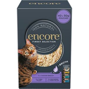 Encore 100 Percent Natural Wet Cat Food Pouch, Chicken and Fish Selection in Broth, 50g Pouch (Pack of 40 pouches) Encore 100 Percent Natural Wet Cat Food Pouch, Chicken and Fish Selection in Broth, 50g Pouch (Pack of 40 pouches)