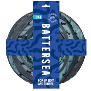 Rosewood Battersea Pop Up Tent and Tunnel for Cats, 2PC Foldaway Cat Toy, Fun Tent Hideaway with Plush Cat Ball Toy and Tunnel in Battersea Print, Blue Rosewood Battersea Pop Up Tent and Tunnel for Cats, 2PC Foldaway Cat Toy, Fun Tent Hideaway with Plush Cat Ball Toy and Tunnel in Battersea Print, Blue