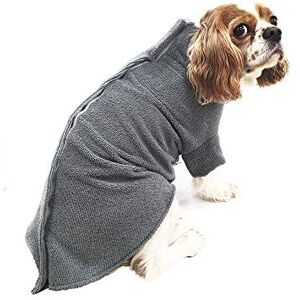 ANCOL Simply Dry Deep Drying Dog Coat Grey Microfibre Fabric for Warmth and Dryness Fastens with Hook and Loop Tab 50cm Length/Medium ANCOL Simply Dry Deep Drying Dog Coat Grey Microfibre Fabric for Warmth and Dryness Fastens with Hook and Loop Tab 50cm Length/Medium