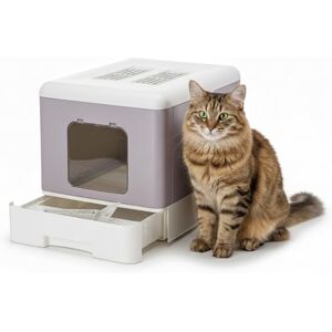 Ferplast Closed Cat Litter Box with Removable Drawer, Double Activated Carbon Filter, Scoop and Brush, Paw Cleaning Grid L 39 x W 52 x H 40 cm Pink Ferplast Closed Cat Litter Box with Removable Drawer, Double Activated Carbon Filter, Scoop and Brush, Paw Cleaning Grid L 39 x W 52 x H 40 cm Pink