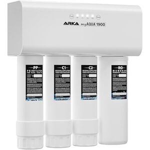 ARKA myAqua® 1900 reverse osmosis system for 1900l/day. Water filter and softening system Filter for up to 99% of pollutants, salt and bacteria from the water. Perfect for any household ARKA myAqua® 1900 reverse osmosis system for 1900l/day. Water filter and softening system Filter for up to 99% of pollutants, salt and bacteria from the water. Perfect for any household