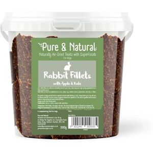 Pure & Natural Superfoods Air Dried Rabbit Fillets Treats with Apple & Kale Meat and Healthy Treats for Dogs Skin Tub 500g Pure & Natural Superfoods Air Dried Rabbit Fillets Treats with Apple & Kale Meat and Healthy Treats for Dogs Skin Tub 500g