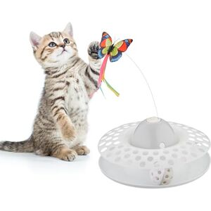 Relaxdays Cat Toy, Butterfly and Ball, HxD: 33.5 x 22 cm, Interactive Roller Carousel, Spinning Play Circle 360°, White Relaxdays Cat Toy, Butterfly and Ball, HxD: 33.5 x 22 cm, Interactive Roller Carousel, Spinning Play Circle 360°, White