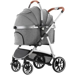 Faxioawa Pet Stroller Travel System 3-in-1 Carrier, Booster Seat and Stroller, Dog Strollers for Small Medium Dogs and Cats Lightweight Foldable Cat Stroller Trolley for Travel Shopping Walking,Grey