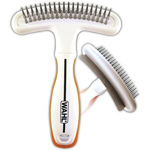 Wahl 2-in-1 Combination Double Row Pet Rake with Hair Shedding Blade for Dog or Cat Fur by The Brand Used by Professionals – Model 858424, Orange and White Wahl 2-in-1 Combination Double Row Pet Rake with Hair Shedding Blade for Dog or Cat Fur by The Brand Used by Professionals – Model 858424, Orange and White